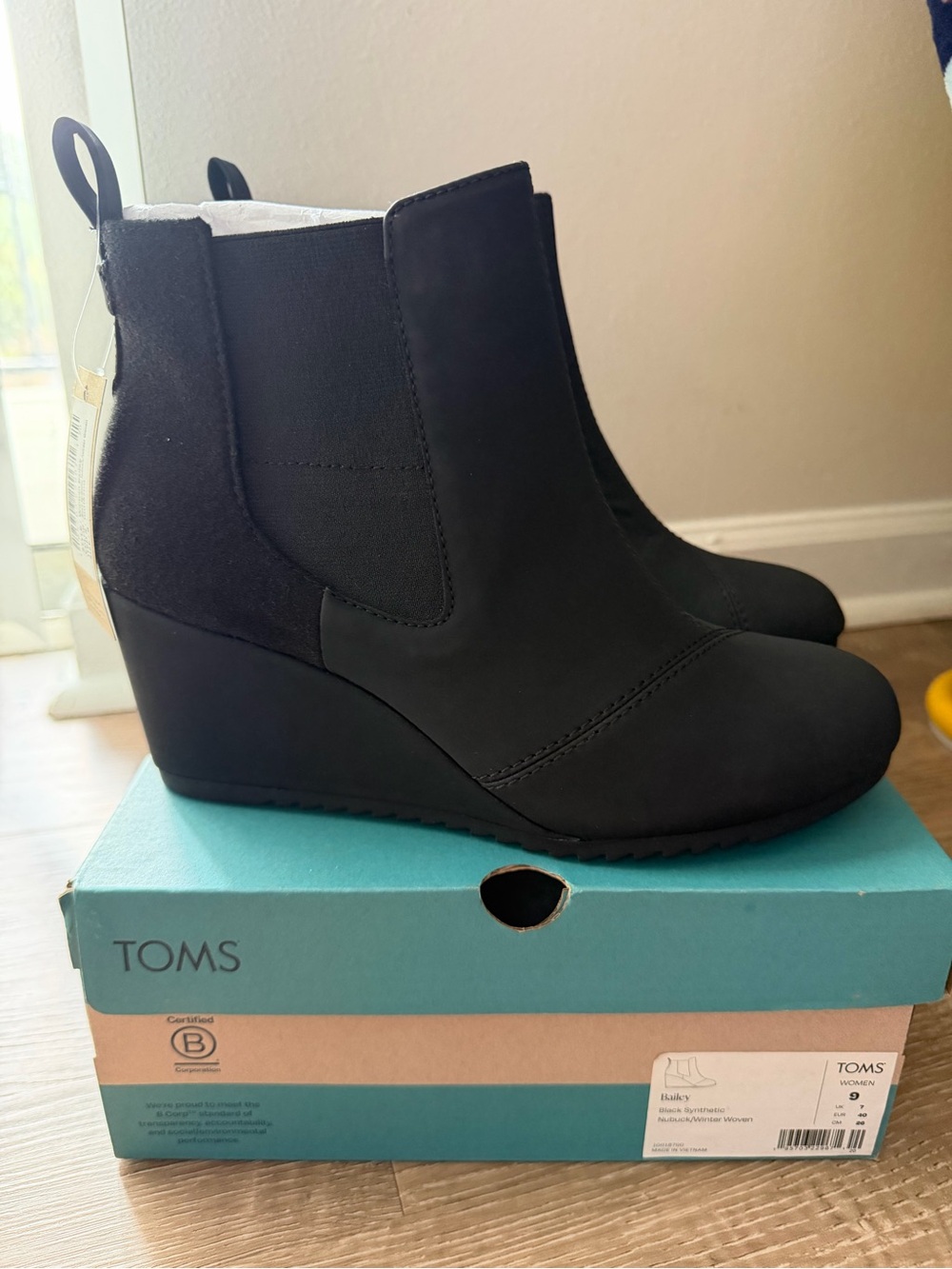 TOMS Black Wedge Bailey Boots